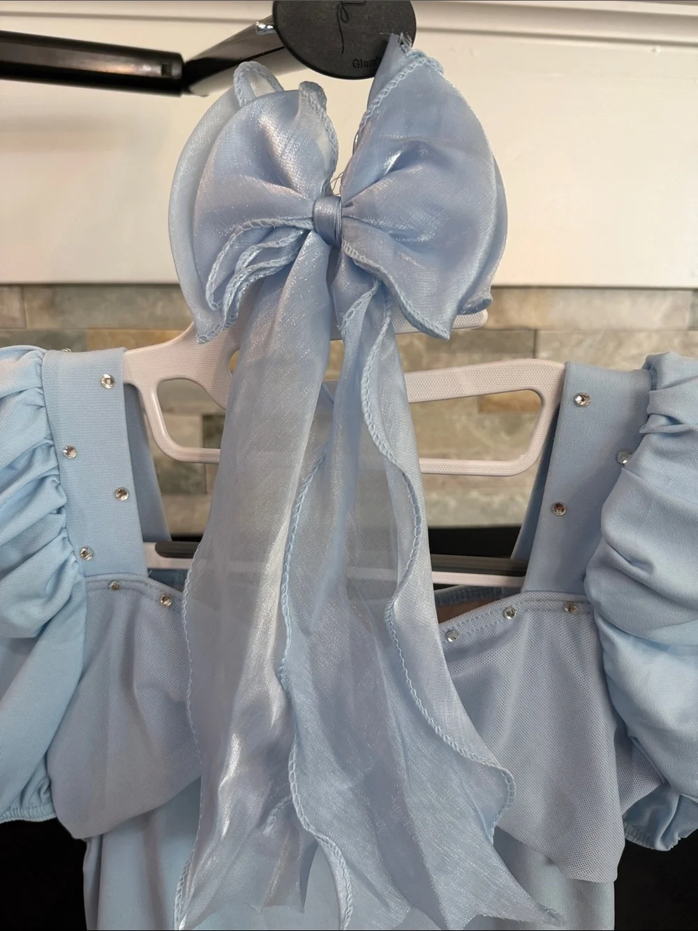 Weissman Light Blue Puff Sleeve Ruffle Dress for Girls